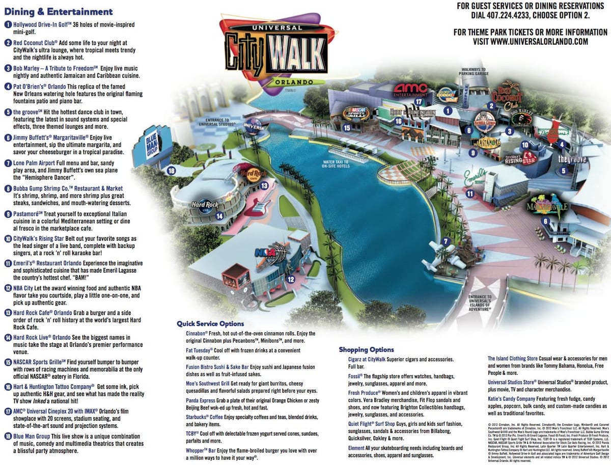 Universal Orlando citywalk hartă