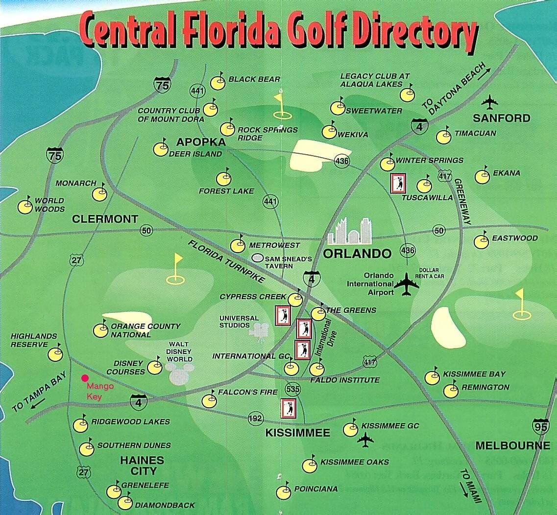 harta Orlando cursuri de golf