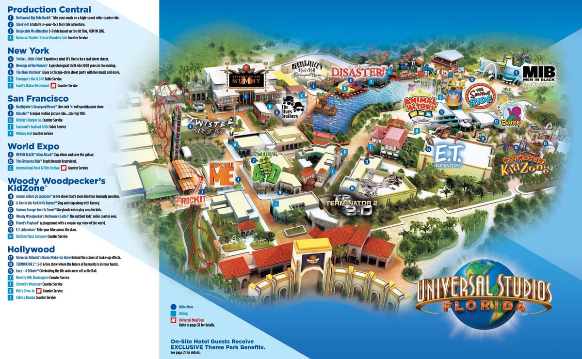 Universal Studios Orlando park arată hartă