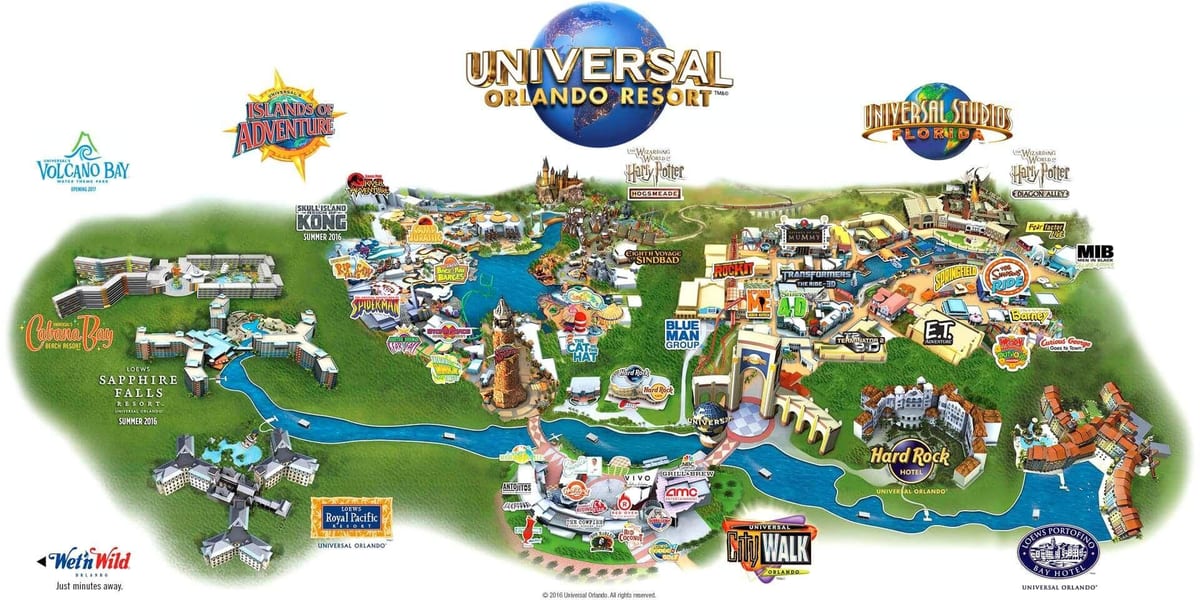 Universal Studios Orlando arată hartă